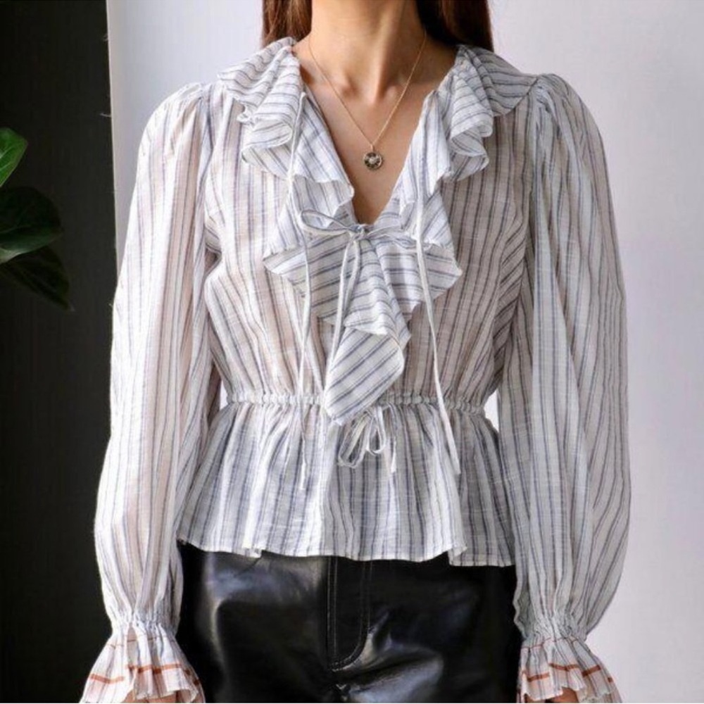 ULLA JOHNSON Kalila Blouse in Cloud Size 2